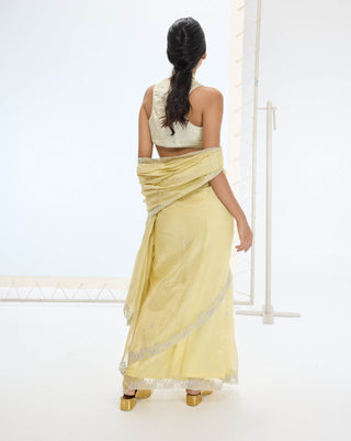 Lemon eva sari and unstitched blouse