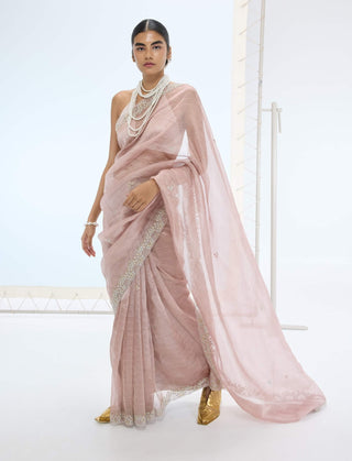 Mauve eva sari and unstitched blouse