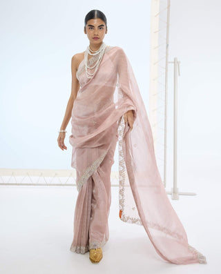 Mauve eva sari and unstitched blouse