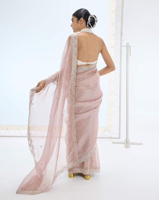 Mauve eva sari and unstitched blouse