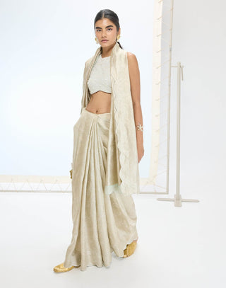 Champagne jenna sari and unstitched blouse