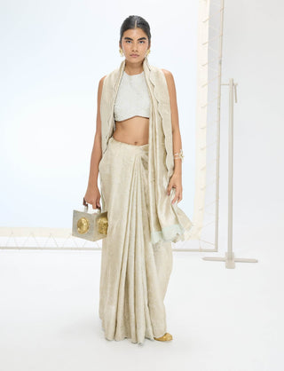 Champagne jenna sari and unstitched blouse