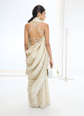 Champagne jenna sari and unstitched blouse