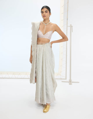 Mauve jenna sari and unstitched blouse