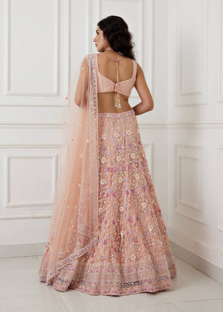 Chamee And Palak-Tishani Peach Lehenga Set-INDIASPOPUP.COM