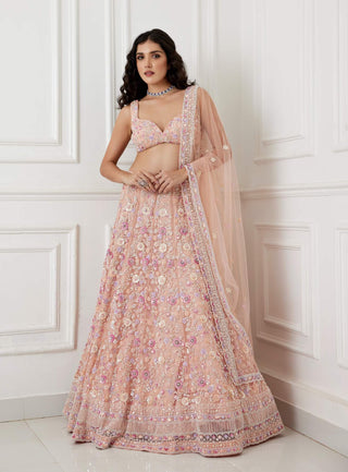 Chamee And Palak-Tishani Peach Lehenga Set-INDIASPOPUP.COM