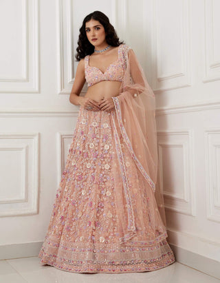 Chamee And Palak-Tishani Peach Lehenga Set-INDIASPOPUP.COM