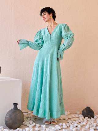 Soft turquoise maxi dress