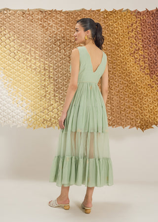 Matcha sage green tiered dress