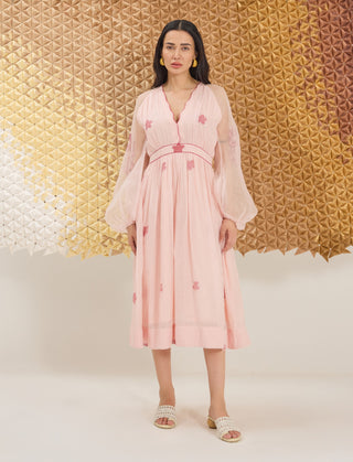 Powder pink v-neck dress