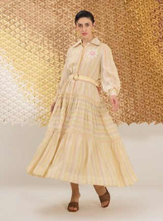 Multi-stripe button-down dress