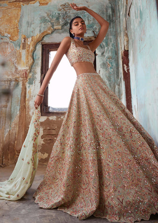 Tamanna Punjabi Kapoor-Light Green Georgette Lehenga Set-INDIASPOPUP.COM