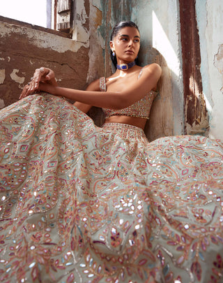 Tamanna Punjabi Kapoor-Light Green Georgette Lehenga Set-INDIASPOPUP.COM