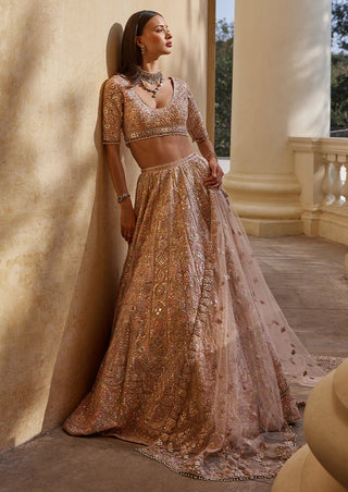 Rosepink Mirror Lehenga Set by Tamanna Punjabi Kapoor available on Indiaspopup.com