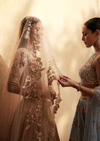 Rosepink Mirror Lehenga Set by Tamanna Punjabi Kapoor available on Indiaspopup.com