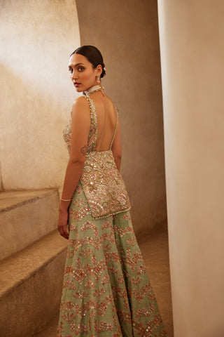 Sea Green Embroidered Sharara Set by Tamanna Punjabi Kapoor available on Indiaspopup.com