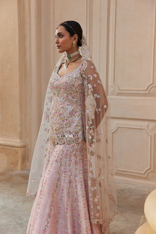 Pink Rawsilk Mirror Sharara Set by Tamanna Punjabi Kapoor available on Indiaspopup.com