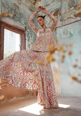 Tamanna Punjabi Kapoor-Light Pink Georgette Pelum Kurta And Sharara-INDIASPOPUP.COM
