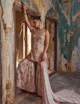 Tamanna Punjabi Kapoor-Blush Pink Georgette Halter Gharara Set-INDIASPOPUP.COM