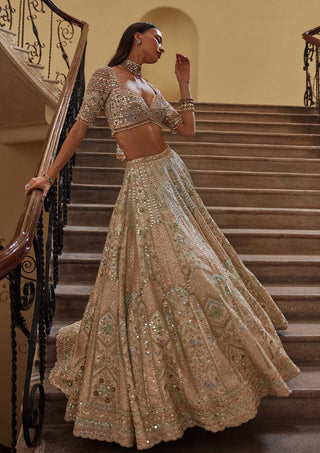 Ivory Multi Embroidered Lehenga Set by Tamanna Punjabi Kapoor available on Indiaspopup.com