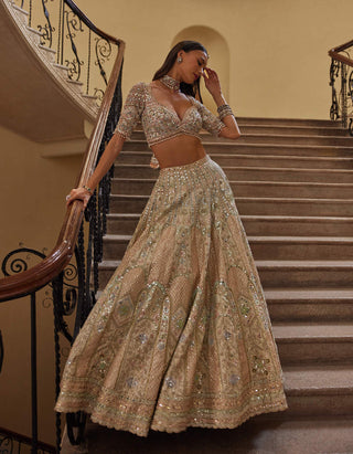Ivory Multi Embroidered Lehenga Set by Tamanna Punjabi Kapoor available on Indiaspopup.com
