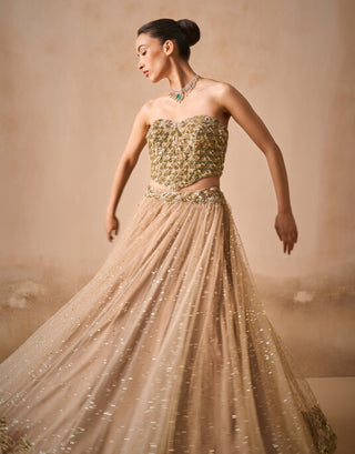 Biscuit brown lehenga and corset set