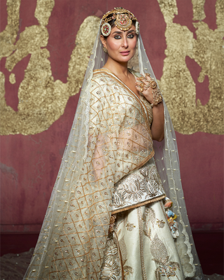 House Of Masaba-Ivory Anar-Phool Lehenga And Trail Set-INDIASPOPUP.COM