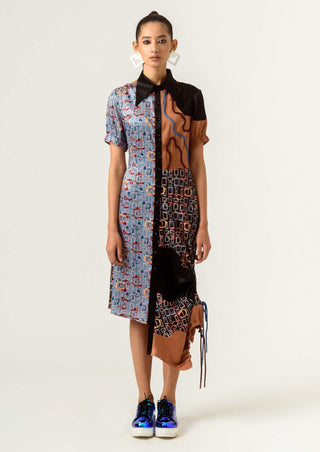 Siddhant Aggarwal-Multicolor Half And Half Shirt-Dress-INDIASPOPUP.COM