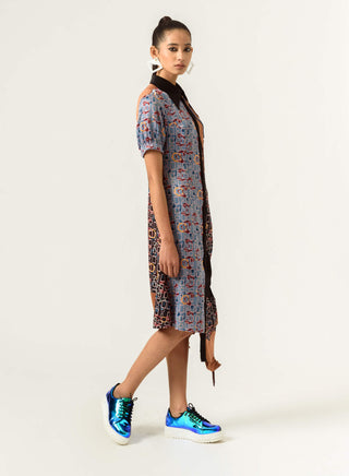 Siddhant Aggarwal-Multicolor Half And Half Shirt-Dress-INDIASPOPUP.COM