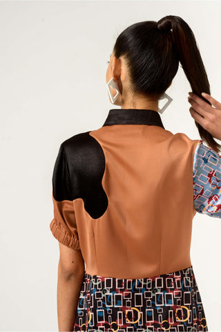 Siddhant Aggarwal-Multicolor Half And Half Shirt-Dress-INDIASPOPUP.COM