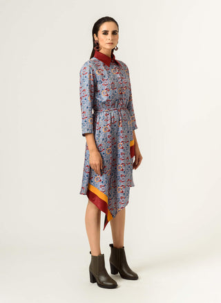 Siddhant Aggarwal-Sky Blue Printed Dress-INDIASPOPUP.COM