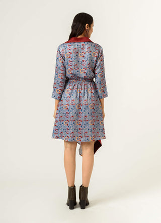 Siddhant Aggarwal-Sky Blue Printed Dress-INDIASPOPUP.COM