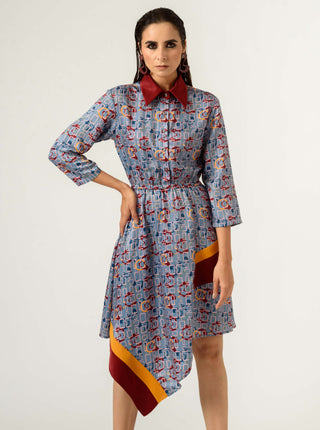 Siddhant Aggarwal-Sky Blue Printed Dress-INDIASPOPUP.COM
