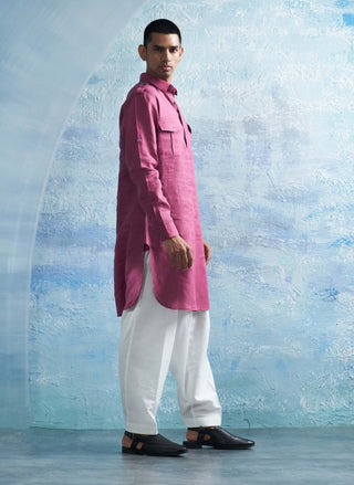 Grape Pink Pathani Kurta And Salwar by Charkhee Men, available on Indiaspopup.com