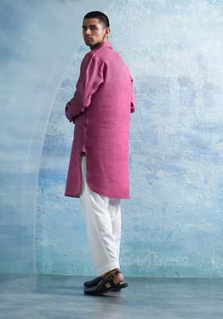 Grape Pink Pathani Kurta And Salwar by Charkhee Men, available on Indiaspopup.com