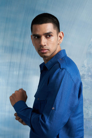 Royal Blue Pathani Kurta And Salwar by Charkhee Men, available on Indiaspopup.com