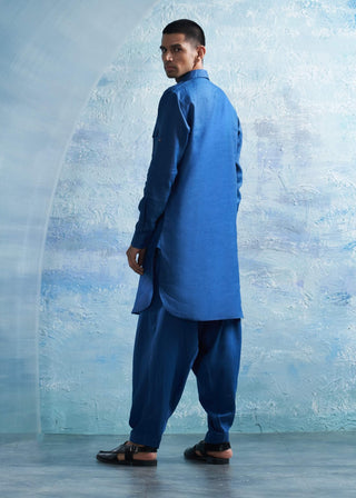 Royal Blue Kurta And Salwar by Charkhee Men, available on Indiaspopup.com