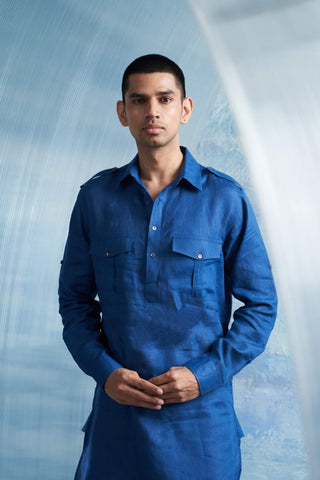 Royal Blue Kurta And Salwar by Charkhee Men, available on Indiaspopup.com