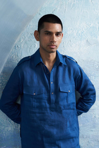 Royal Blue Kurta And Salwar by Charkhee Men, available on Indiaspopup.com