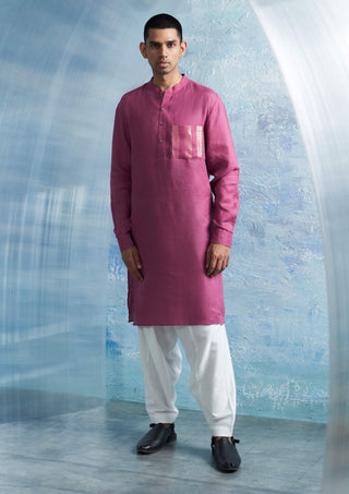 Grape Pink Straight Kurta And Salwar by Charkhee Men, available on Indiaspopup.com