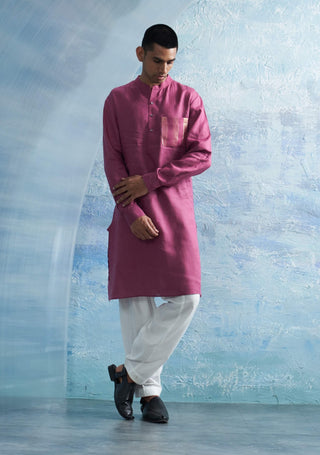 Grape Pink Straight Kurta And Salwar by Charkhee Men, available on Indiaspopup.com