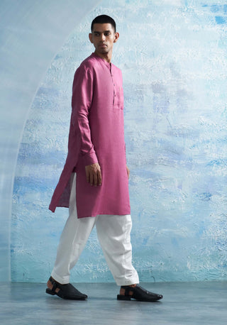 Grape Pink Straight Kurta And Salwar by Charkhee Men, available on Indiaspopup.com