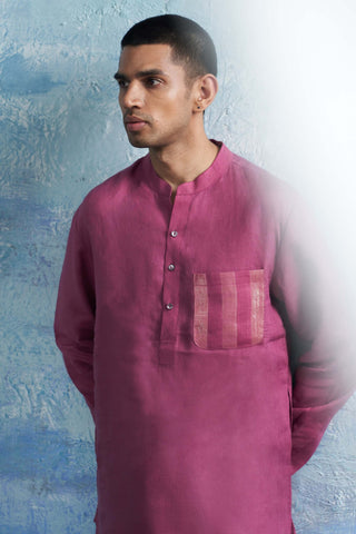 Grape Pink Straight Kurta And Salwar by Charkhee Men, available on Indiaspopup.com