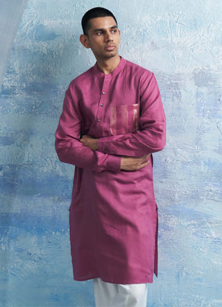 Grape Pink Straight Kurta And Salwar by Charkhee Men, available on Indiaspopup.com