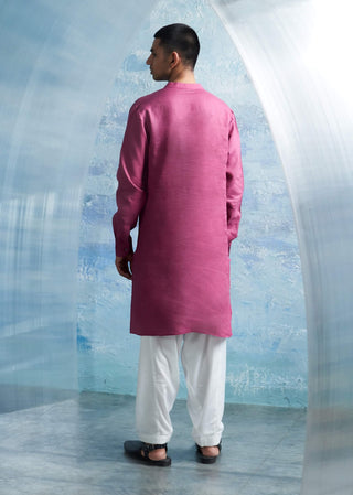 Grape Pink Straight Kurta And Salwar by Charkhee Men, available on Indiaspopup.com