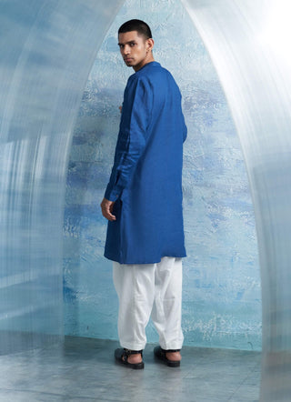 Royal Blue Straight Kurta And Salwar by Charkhee Men, available on Indiaspopup.com