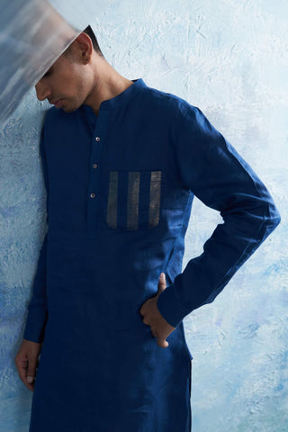 Royal Blue Straight Kurta And Salwar by Charkhee Men, available on Indiaspopup.com