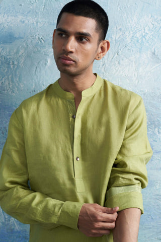 Sheen Green Straight Kurta And Salwar by Charkhee Men, available on Indiaspopup.com