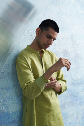 Sheen Green Straight Kurta And Salwar by Charkhee Men, available on Indiaspopup.com