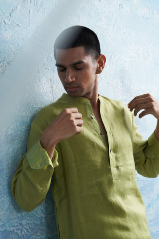 Sheen Green Straight Kurta And Salwar by Charkhee Men, available on Indiaspopup.com